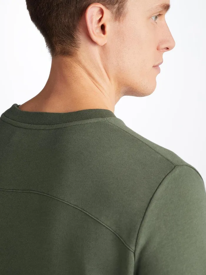 Derek Rose Sweatshirt Quinn Cotton Modal Soft Green Men Sweatshirts
