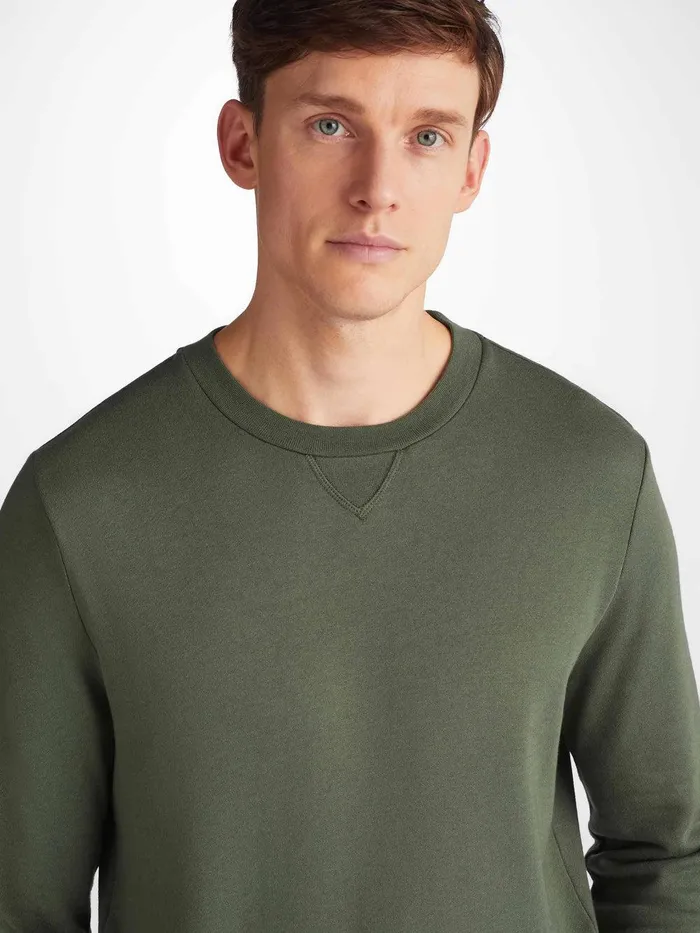 Derek Rose Sweatshirt Quinn Cotton Modal Soft Green Men Sweatshirts