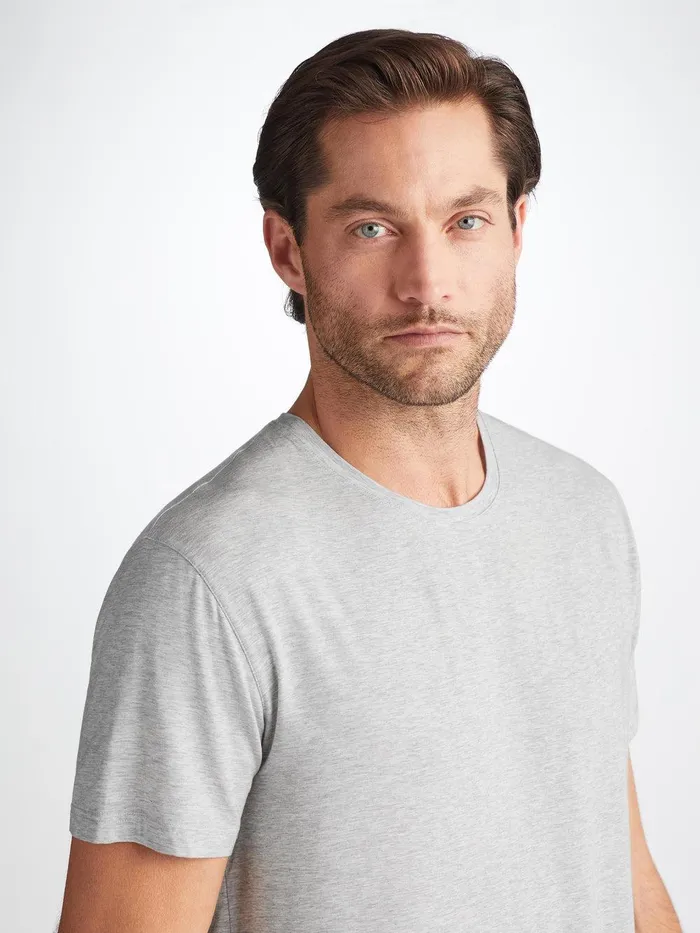 Derek Rose TShirt Ethan Micro Modal Stretch Silver Marl Men Short Sleeve TShirts Derek Rose TShirt Ethan Micro Modal Stretch Silver Marl Men Short Sleeve TShirts