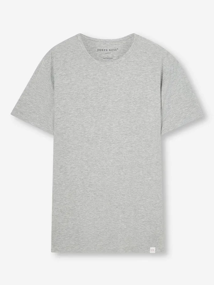 Derek Rose TShirt Ethan Micro Modal Stretch Silver Marl Men Short Sleeve TShirts