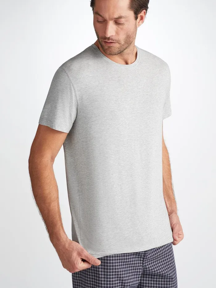 Derek Rose TShirt Ethan Micro Modal Stretch Silver Marl Men Short Sleeve TShirts