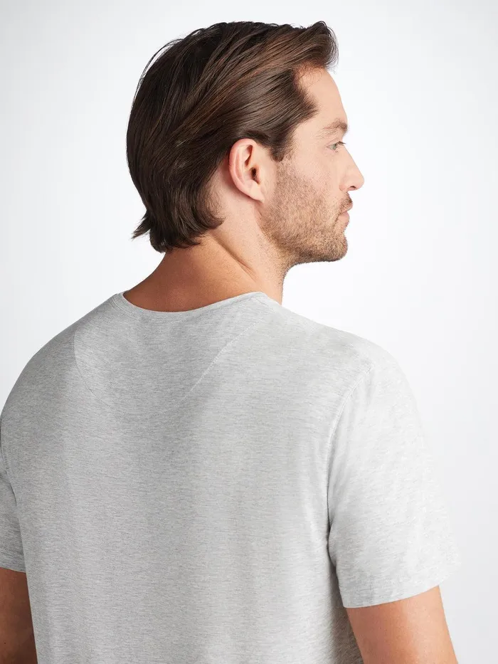 Derek Rose TShirt Ethan Micro Modal Stretch Silver Marl Men Short Sleeve TShirts