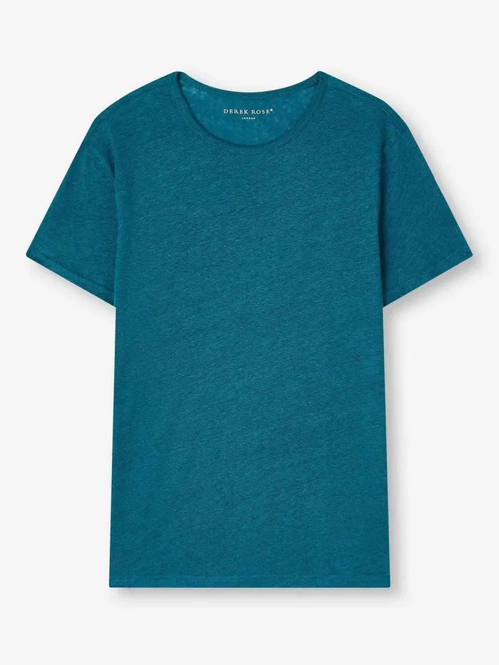 Derek Rose TShirt Jordan Linen Teal Men Short Sleeve TShirts