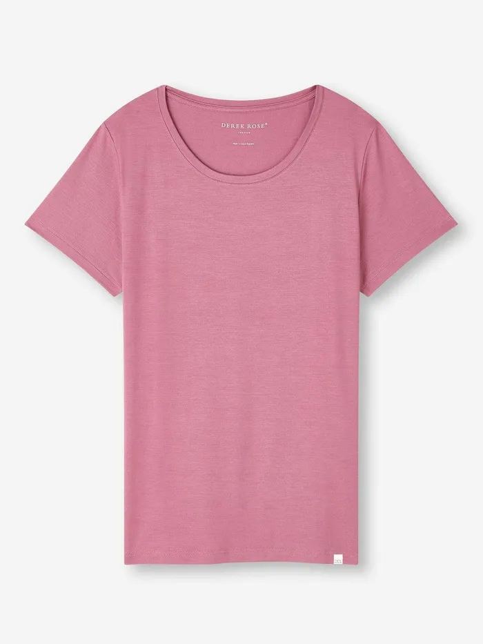 Derek Rose TShirt Lara Micro Modal Stretch Orchid Purple Women Short Sleeve TShirts