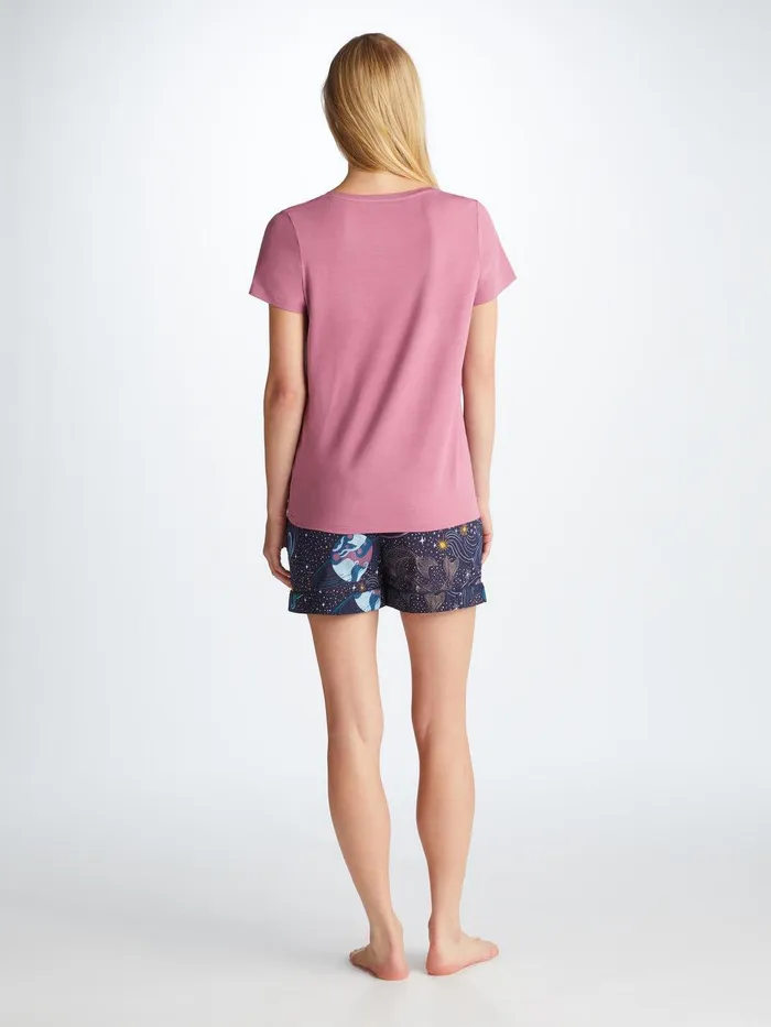 Derek Rose TShirt Lara Micro Modal Stretch Orchid Purple Women Short Sleeve TShirts