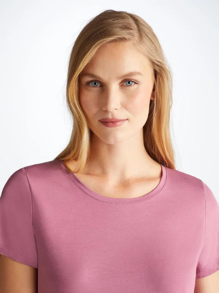 Derek Rose TShirt Lara Micro Modal Stretch Orchid Purple Women Short Sleeve TShirts