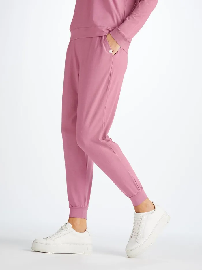 Derek Rose Track Pants Basel Micro Modal Stretch Orchid Purple Women Casual Pants