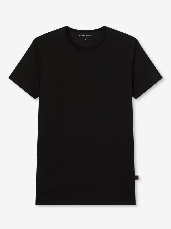 Derek Rose Underwear TShirt Jack Pima Cotton Stretch Black Men Underwear TShirts