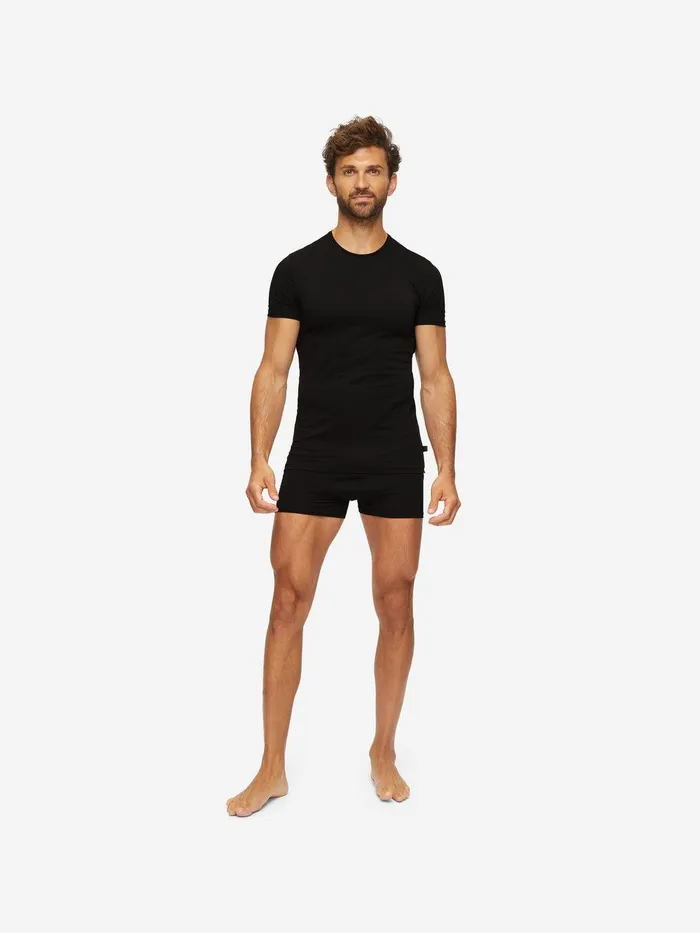 Derek Rose Underwear TShirt Jack Pima Cotton Stretch Black Men Underwear TShirts