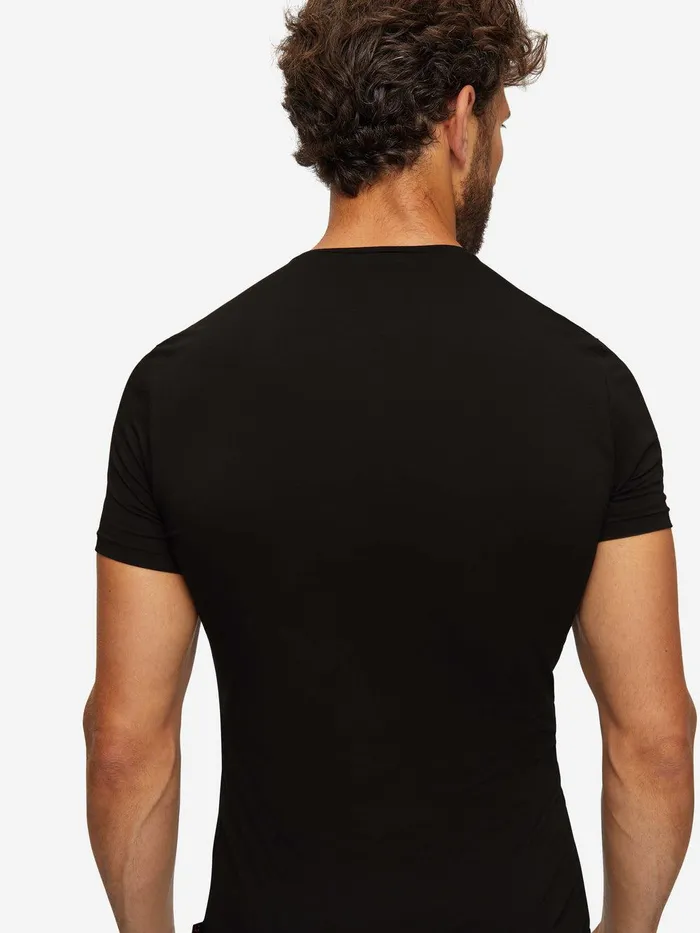 Derek Rose Underwear TShirt Jack Pima Cotton Stretch Black Men Underwear TShirts