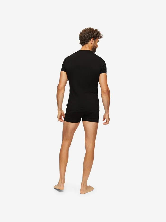 Derek Rose Underwear TShirt Jack Pima Cotton Stretch Black Men Underwear TShirts