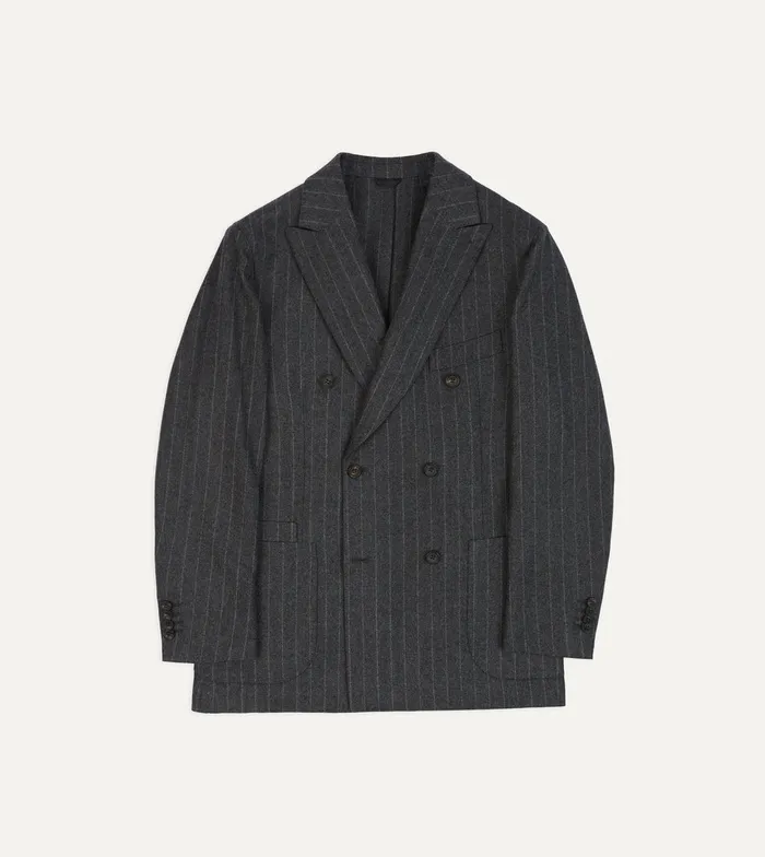 Drake039s Ald Double Breasted Chalkstripe Suit Jacket Men Blazers