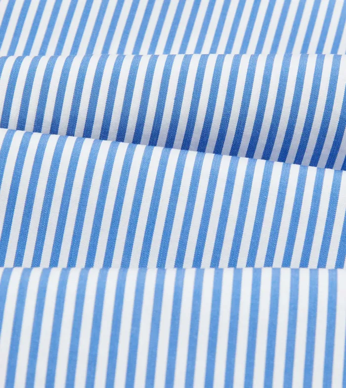 Drake039s Blue Pencil Stripe Cotton Poplin ButtonDown Shirt Men Formal Shirts