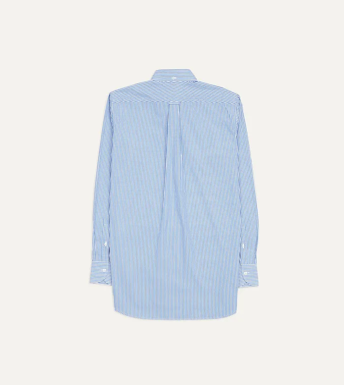 Drake039s Blue Pencil Stripe Cotton Poplin ButtonDown Shirt Men Formal Shirts