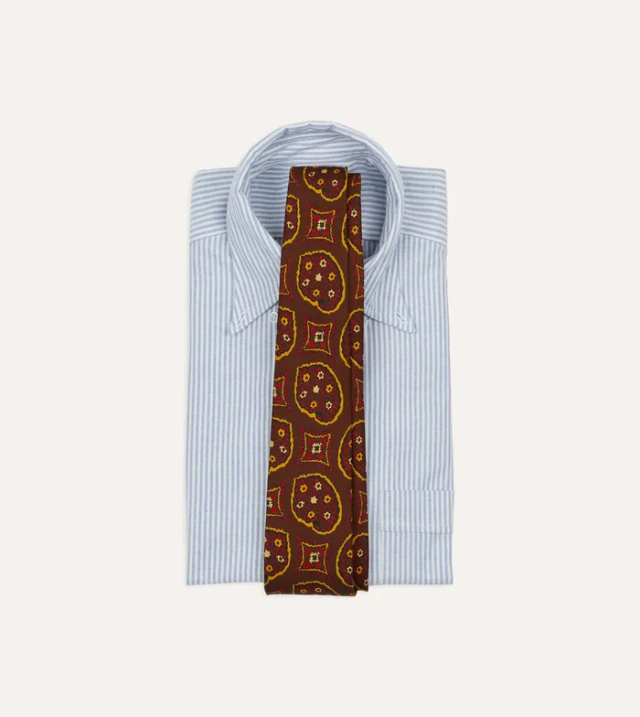 Drake039s Brown Exploded Paisley Print Silk Self Tipped Tie Men Patterned Ties