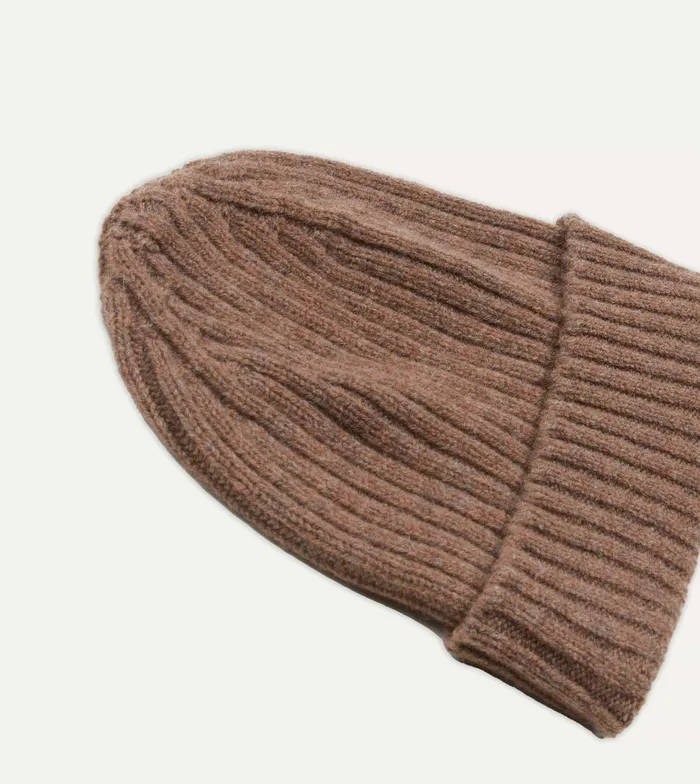 Drake039s Brown Lambswool Ribbed Knit Cap Men Hats
