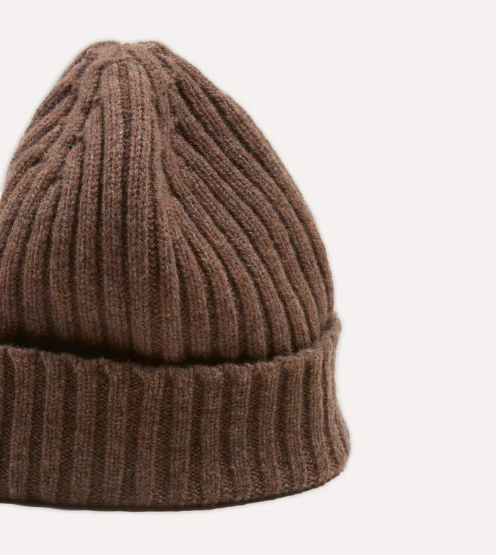 Drake039s Brown Lambswool Ribbed Knit Cap Men Hats