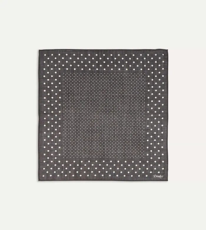 Drake039s Brown Spots Print WoolSilk Pocket Square Men Pocket Squares