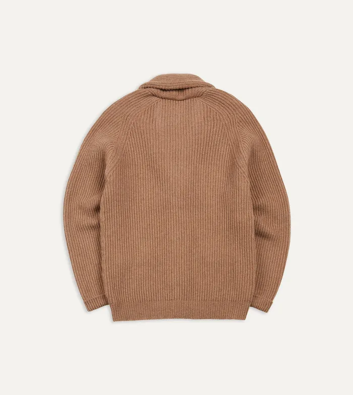Drake039s Camel Lambswool Shawl Collar Cardigan Men Knitwear