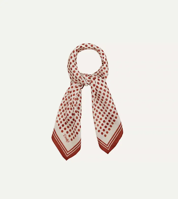 Drake039s Ecru And Red Spots Print SilkCotton Bandana Men Bandanas