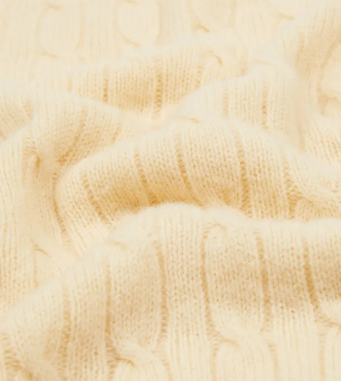 Drake039s Ecru Brushed Shetland Cable Knit Crew Neck Jumper Men Knitwear