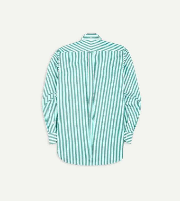 Drake039s Green Bengal Stripe Cotton Poplin ButtonDown Shirt Men Formal Shirts