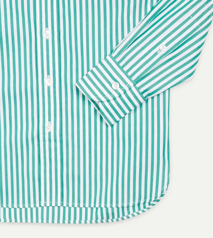 Drake039s Green Bengal Stripe Cotton Poplin ButtonDown Shirt Men Formal Shirts