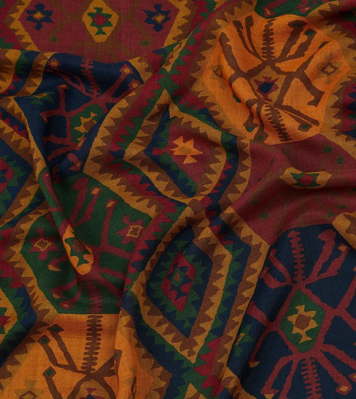 Drake039s Green Kilim Print WoolSilk Scarf Men Scarves