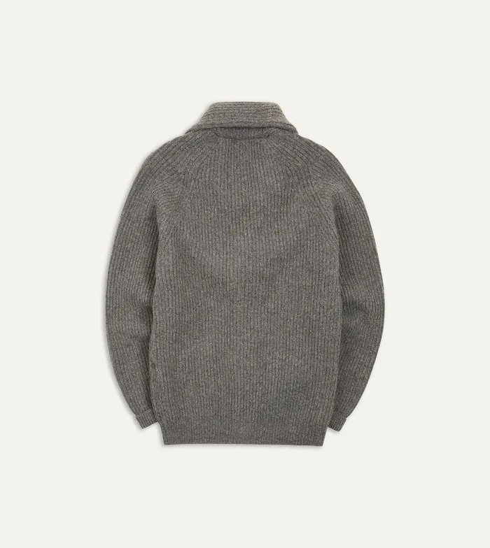 Drake039s Grey Lambswool Shawl Collar Cardigan Men Knitwear