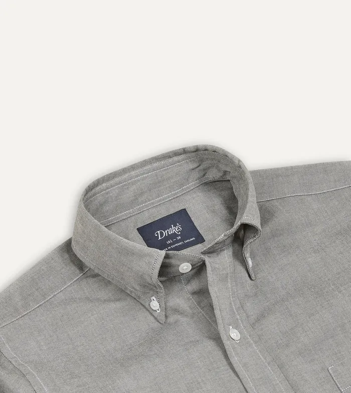 Drake039s Grey Pinpoint Oxford Cotton Cloth ButtonDown Shirt Men Formal Shirts