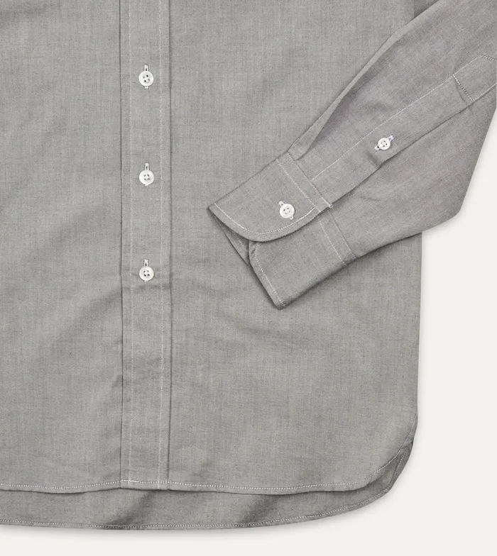 Drake039s Grey Pinpoint Oxford Cotton Cloth ButtonDown Shirt Men Formal Shirts