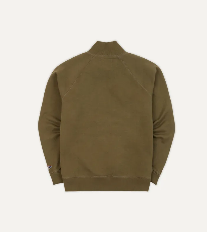 Drake039s Khaki Green Cotton Quarter Zip Sweatshirt Men Polos and Sweatshirts