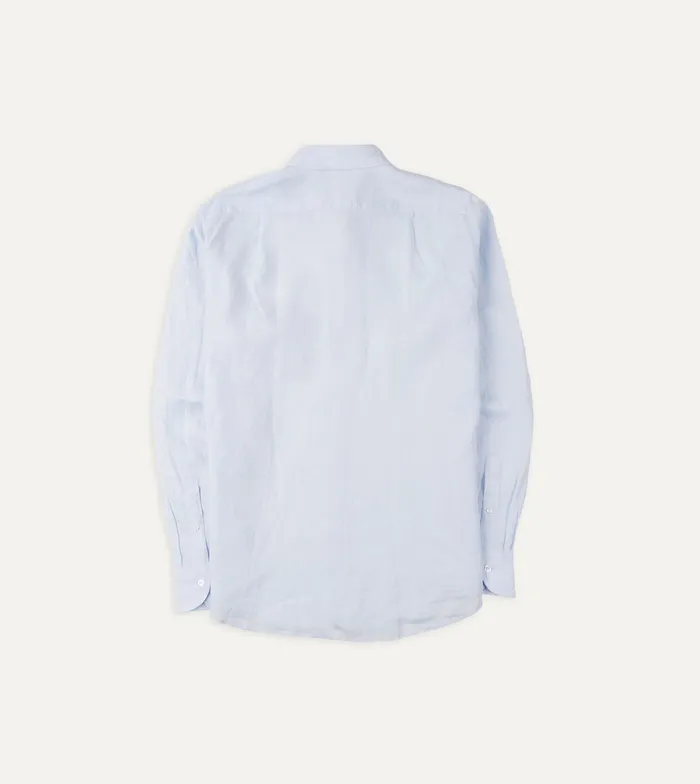 Drake039s Light Blue Linen Spread Collar Shirt Men Linen Shirts