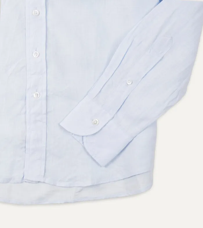 Drake039s Light Blue Linen Spread Collar Shirt Men Linen Shirts