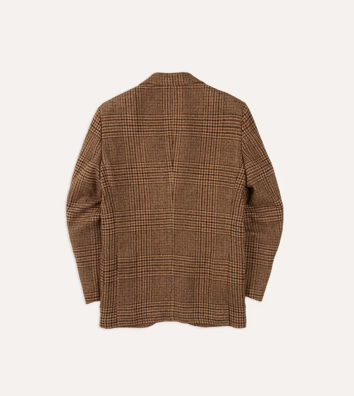 Drake039s Mid Brown Prince Of Wales Check Tweed Blazer Men Suits