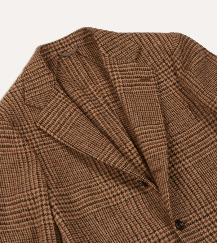 Drake039s Mid Brown Prince Of Wales Check Tweed Blazer Men Suits
