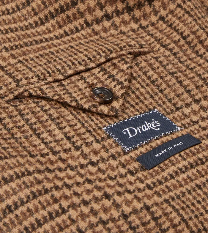 Drake039s Mid Brown Prince Of Wales Check Tweed Blazer Men Suits