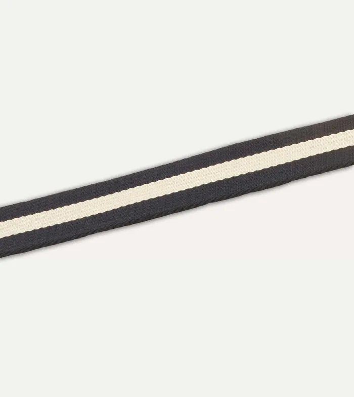 Drake039s Navy And Ecru Stripe Webbing And Leather Belt With Brass Buckle Men Belts