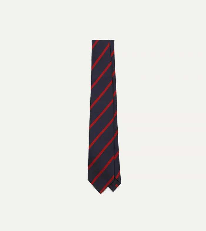 Drake039s Navy And Red Stripe Repp Silk Tie Men Striped Ties