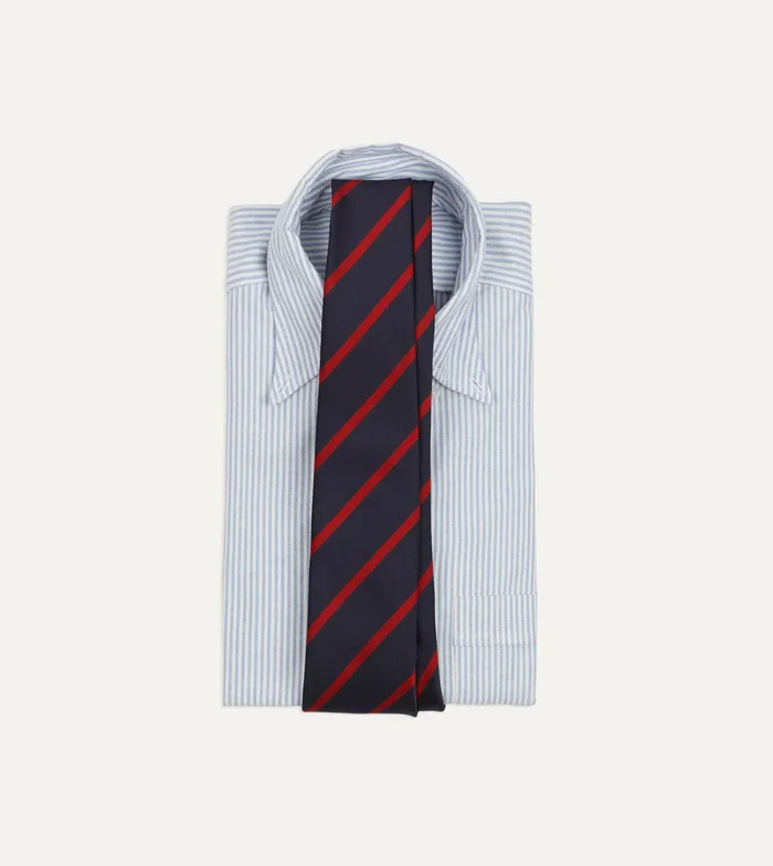 Drake039s Navy And Red Stripe Repp Silk Tie Men Striped Ties