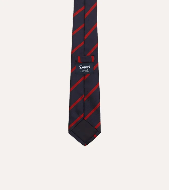 Drake039s Navy And Red Stripe Repp Silk Tie Men Striped Ties