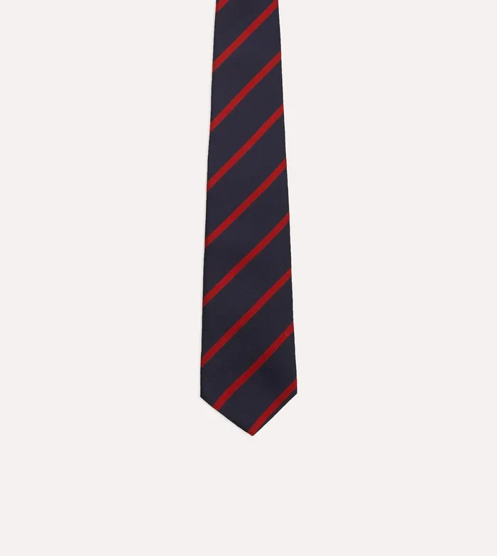 Drake039s Navy And Red Stripe Repp Silk Tie Men Striped Ties