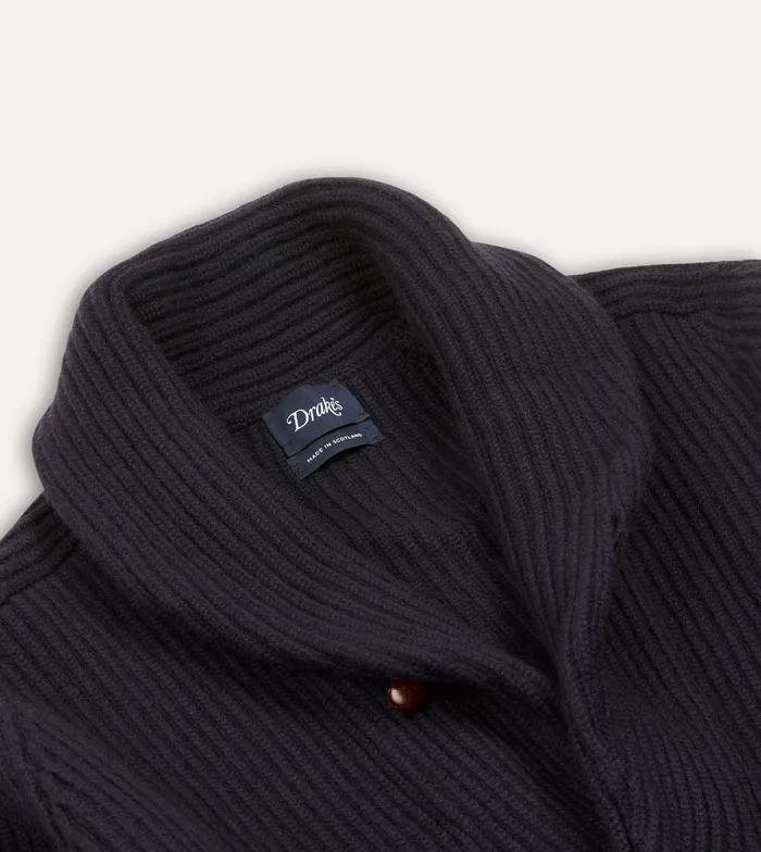 Drake039s Navy Cashmere Shawl Collar Cardigan Men Knitwear