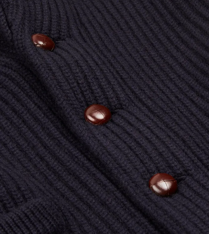 Drake039s Navy Cashmere Shawl Collar Cardigan Men Knitwear
