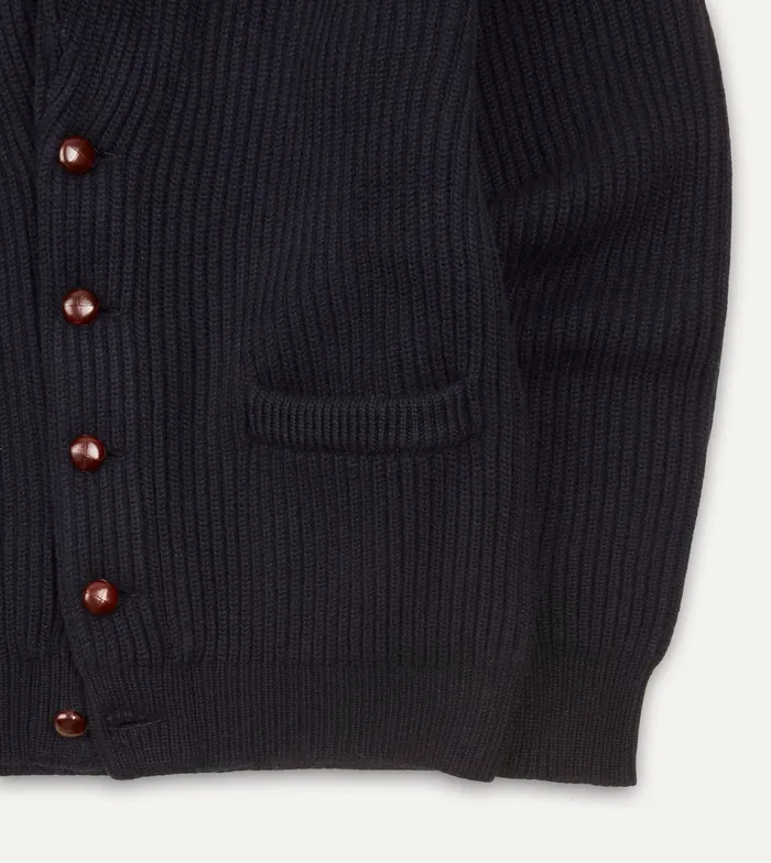 Drake039s Navy Cashmere Shawl Collar Cardigan Men Knitwear