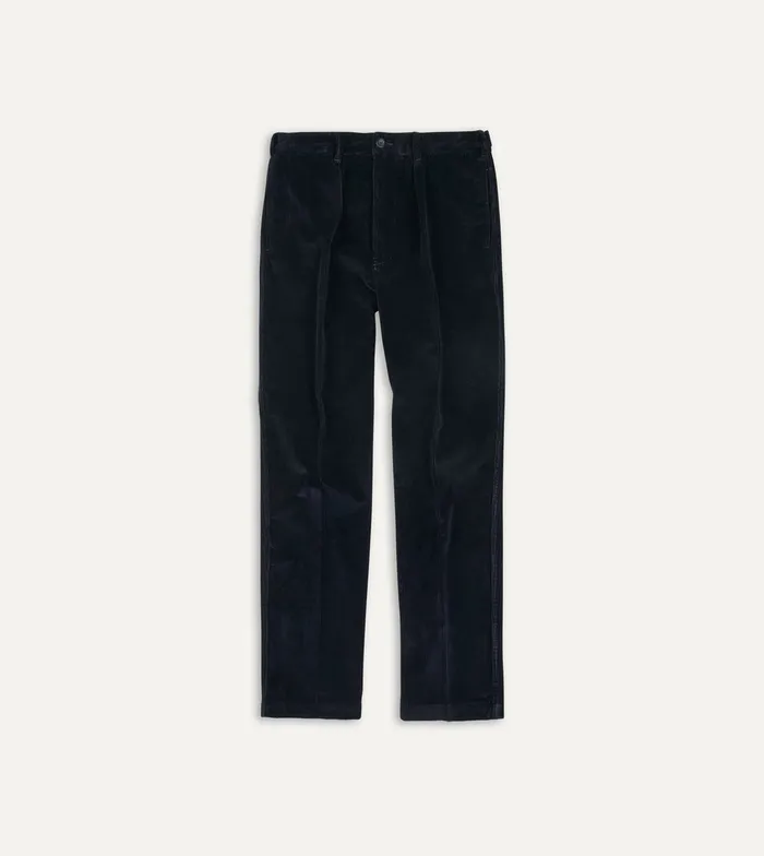 Drake039s Navy Cotton Corduroy Games Trousers Men Trousers