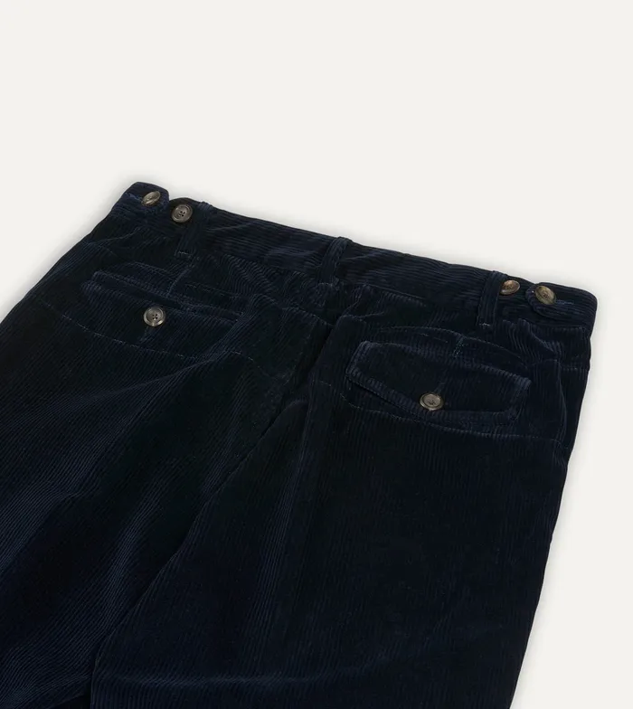 Drake039s Navy Cotton Corduroy Games Trousers Men Trousers