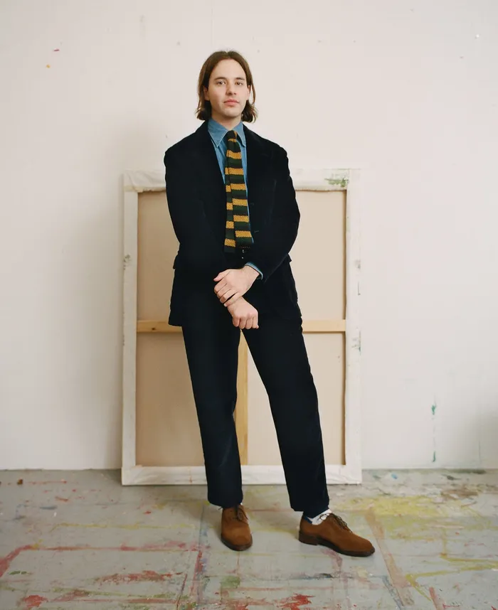 Drake039s Navy Cotton Corduroy Games Trousers Men Trousers
