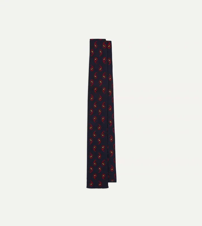 Drake039s Navy Paisley Knitted Silk Tie Men Patterned Ties