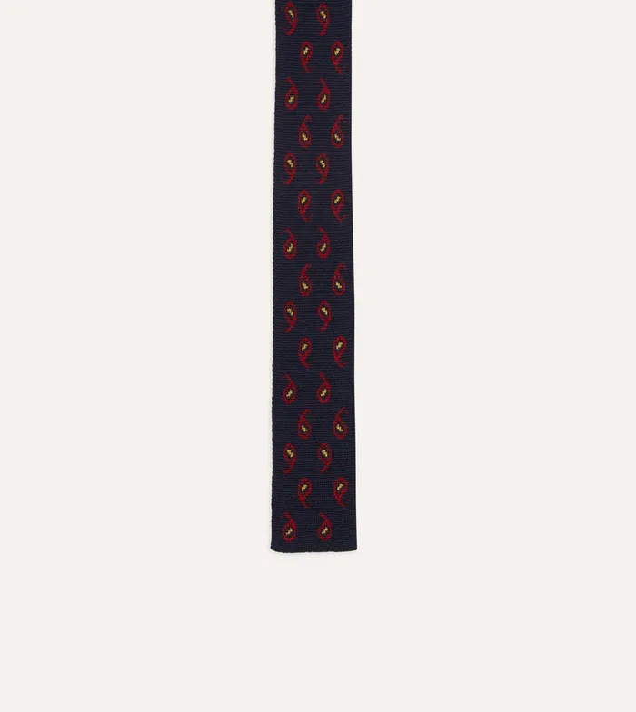 Drake039s Navy Paisley Knitted Silk Tie Men Patterned Ties